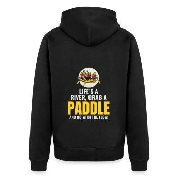 Rafting Team Floß Wildwasser Rafter Paddel Lustig - Unisex Premium Bio Zip Hoodie - Schwarz - Hinten - Nico (187cm)