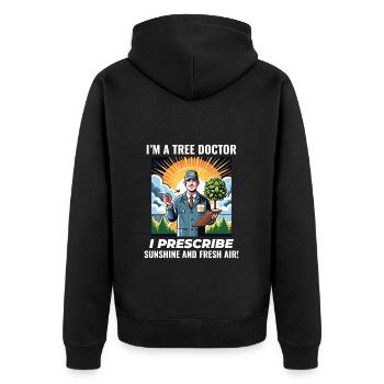 Baumpfleger Baumchirurg Kletterer Klettertrimmer - Unisex Premium Bio Zip Hoodie - Schwarz - Hinten - Nico (187cm)