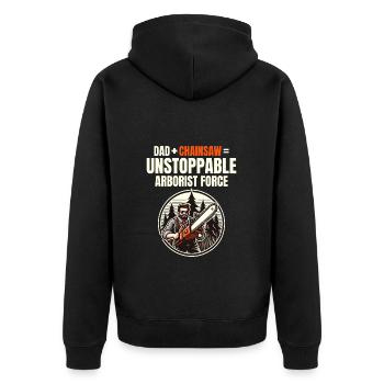 Baumpfleger Vater Baumchirurg Kletterer Klettertrimmer - Unisex Premium Bio Zip Hoodie - Schwarz - Hinten - Nico (187cm)