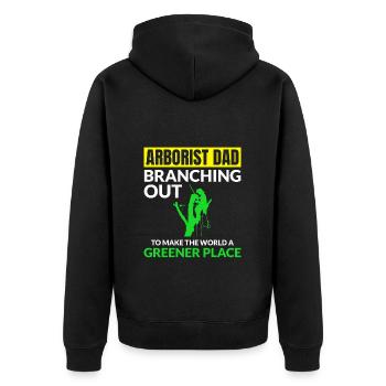 Baumpfleger Baumchirurg Kletterer Klettertrimmer - Unisex Premium Bio Zip Hoodie - Schwarz - Hinten - Nico (187cm)