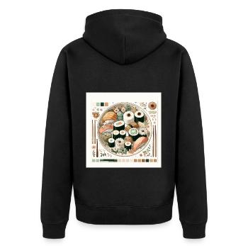 Cottagecore Sushi - Unisex Premium Bio Zip Hoodie - Schwarz - Hinten - Nico (187cm)