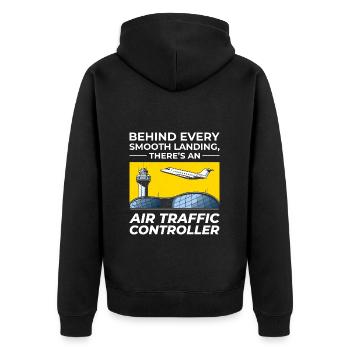 Air Traffic Controller ATC Aviation Humor Flight - Unisex Premium Organic Zip Hoodie - black - Back - Nico (187cm)