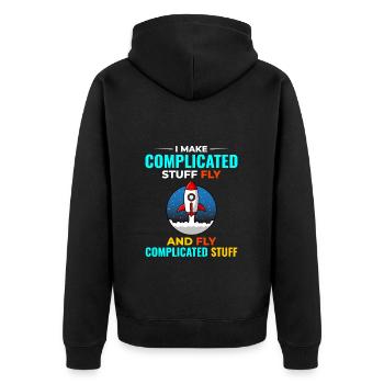Luft- und Raumfahrtingenieur Raumfahrtraketenwissenschaftler - Unisex Premium Bio Zip Hoodie - Schwarz - Hinten - Nico (187cm)