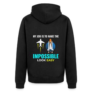 Luft- und Raumfahrtingenieur Raumfahrtraketenwissenschaftler - Unisex Premium Bio Zip Hoodie - Schwarz - Hinten - Nico (187cm)