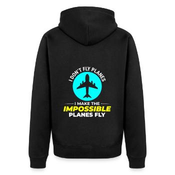 Aerospace Engineer Flight Mechanics Plane Airplane - Unisex Premium Organic Zip Hoodie - black - Back - Nico (187cm)