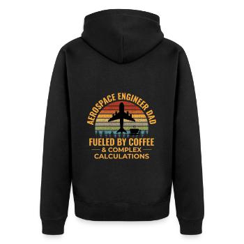 Aerospace Engineer Dad Coffee Plane Airplane - Unisex Premium Organic Zip Hoodie - black - Back - Nico (187cm)