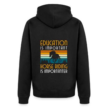 Pferd Hobby Pferdemädchen Springreiten - Unisex Premium Bio Zip Hoodie - Schwarz - Hinten - Nico (187cm)