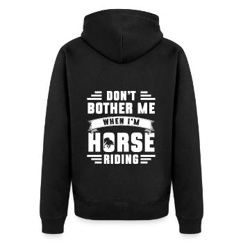 Pferde Reiterin Dressur - Unisex Premium Bio Zip Hoodie - Schwarz - Hinten - Nico (187cm)