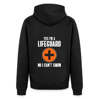 Lifeguard Outdoor pool Sea water sports - Unisex Premium Organic Zip Hoodie - black - Back - Nico (187cm)