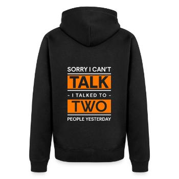 Schüchtern Sarkasmus Alleine - Unisex Premium Bio Zip Hoodie - Schwarz - Hinten - Nico (187cm)