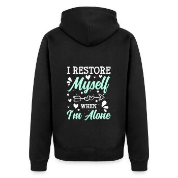 Antisozial Sarkasmus Schüchternheit Asozial - Unisex Premium Bio Zip Hoodie - Schwarz - Hinten - Nico (187cm)