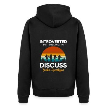 Antisozial Reserviert Verschwiegen - Unisex Premium Bio Zip Hoodie - Schwarz - Hinten - Nico (187cm)