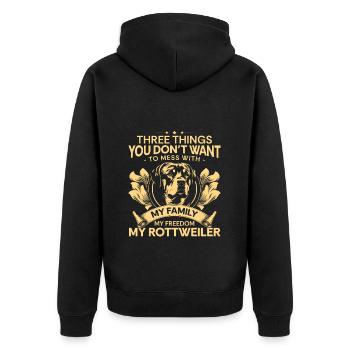 Kampfhund Frauchen Diensthund - Unisex Premium Bio Zip Hoodie - Schwarz - Hinten - Nico (187cm)