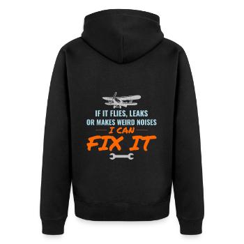 Fluggerätmechaniker Luftfahrtwartungstechniker - Unisex Premium Bio Zip Hoodie - Schwarz - Hinten - Nico (187cm)