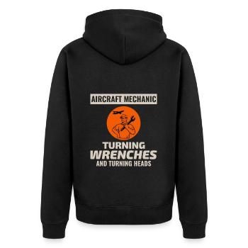 Fluggerätmechaniker Luftfahrtwartungstechniker - Unisex Premium Bio Zip Hoodie - Schwarz - Hinten - Nico (187cm)