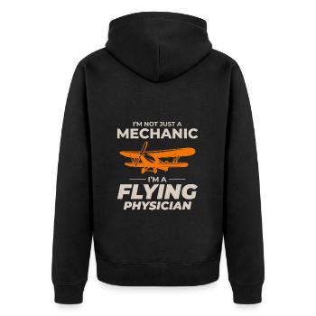 Fluggerätmechaniker Techniker für die Wartung der Luftfahrt - Unisex Premium Bio Zip Hoodie - Schwarz - Hinten - Nico (187cm)