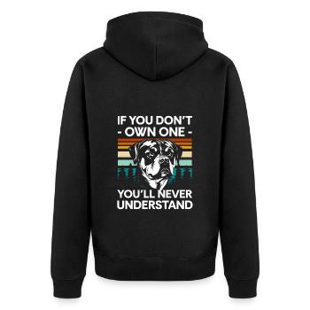 Kampfhund Hunde Herrchen Diensthund - Unisex Premium Bio Zip Hoodie - Schwarz - Hinten - Nico (187cm)