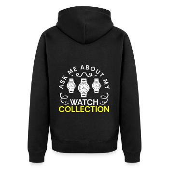 Uhrenliebhaber Uhrwerk Luxusuhr - Unisex Premium Bio Zip Hoodie - Schwarz - Hinten - Nico (187cm)