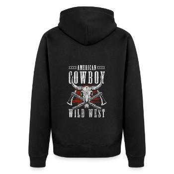 Cowboy Law Western Master Texas - Unisex Premium Organic Zip Hoodie - black - Back - Nico (187cm)