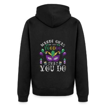 Karneval Maske Bunt Spaß - Unisex Premium Bio Zip Hoodie - Schwarz - Hinten - Nico (187cm)
