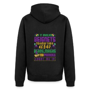 Mardi Gras Party Event - Unisex Premium Organic Zip Hoodie - black - Back - Nico (187cm)