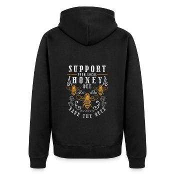 Bee Honeycomb Insect Bee - Unisex Premium Organic Zip Hoodie - black - Back - Nico (187cm)