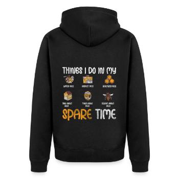 Biene Wabe Insekt Wespe - Unisex Premium Bio Zip Hoodie - Schwarz - Hinten - Nico (187cm)