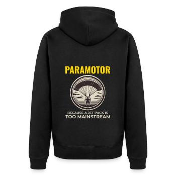 Paramotor Pilot Paramotoring Powered Paraglider - Unisex Premium Organic Zip Hoodie - black - Back - Nico (187cm)