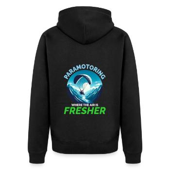 Motorschirmpilot Motorschirm Motorschirm - Unisex Premium Bio Zip Hoodie - Schwarz - Hinten - Nico (187cm)