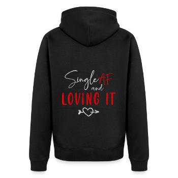 Alleinstehend Partnersuche Spaß Flirt - Unisex Premium Bio Zip Hoodie - Schwarz - Hinten - Nico (187cm)