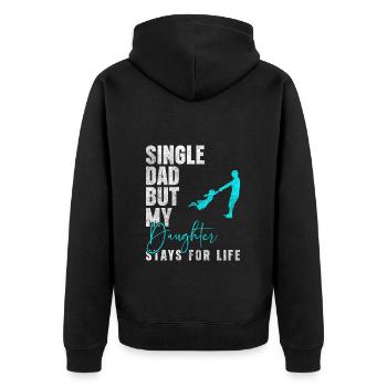 Alleinstehend Beziehungsstatus Dating Anmache - Unisex Premium Bio Zip Hoodie - Schwarz - Hinten - Nico (187cm)
