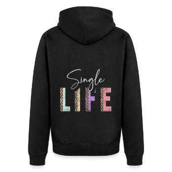 Alleinstehend Mensch Liebe Aufreißer - Unisex Premium Bio Zip Hoodie - Schwarz - Hinten - Nico (187cm)