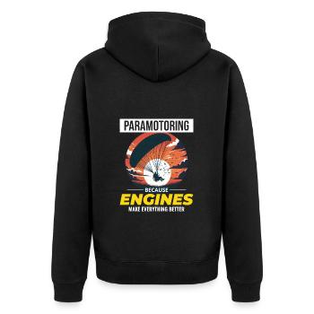 Motorschirmpilot Motorschirm Motorschirm - Unisex Premium Bio Zip Hoodie - Schwarz - Hinten - Nico (187cm)