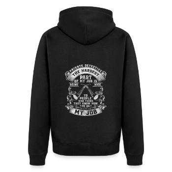 Privatdetektiv Spur Verbrechen Polizei - Unisex Premium Bio Zip Hoodie - Schwarz - Hinten - Nico (187cm)