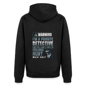 Privatdetektiv Hinweis Inspektor - Unisex Premium Bio Zip Hoodie - Schwarz - Hinten - Nico (187cm)