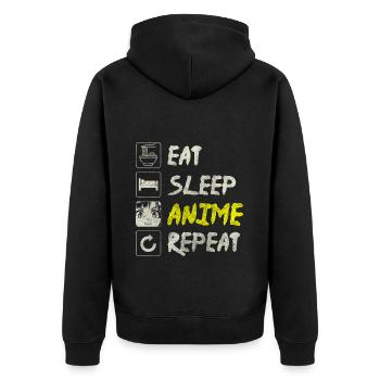 Manga Asia Senpai Sweet - Unisex Premium Organic Zip Hoodie - black - Back - Nico (187cm)