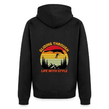 Drachenfliegen Luftsport Abenteuer Segelflug Pilot - Unisex Premium Bio Zip Hoodie - Schwarz - Hinten - Nico (187cm)