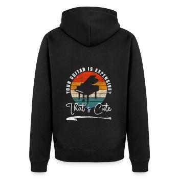 Klavierspieler Musikalisch Musikinstrument - Unisex Premium Bio Zip Hoodie - Schwarz - Hinten - Nico (187cm)