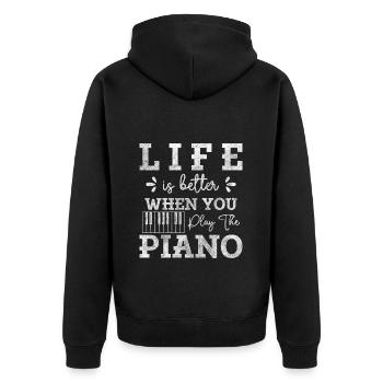 Piano Grand Piano Musicians - Unisex Premium Organic Zip Hoodie - black - Back - Nico (187cm)
