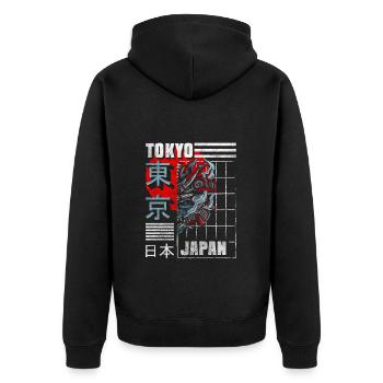 Tokio Reisen Anime Städtetrip - Unisex Premium Bio Zip Hoodie - Schwarz - Hinten - Nico (187cm)