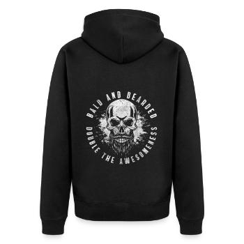 Haarlos Alter Platte Männerproblem - Unisex Premium Bio Zip Hoodie - Schwarz - Hinten - Nico (187cm)