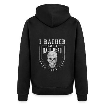 Frisur Alter Platte Haar - Unisex Premium Bio Zip Hoodie - Schwarz - Hinten - Nico (187cm)