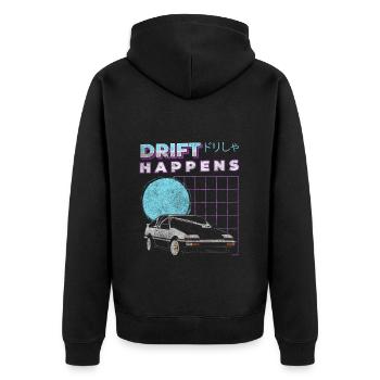 Driften Sportwagen Mechaniker Flitzer - Unisex Premium Bio Zip Hoodie - Schwarz - Hinten - Nico (187cm)