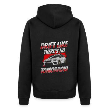 Drifting Straßenrennen - Unisex Premium Bio Zip Hoodie - Schwarz - Hinten - Nico (187cm)