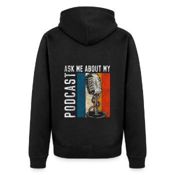 Moderator Musik Welle Kanal - Unisex Premium Bio Zip Hoodie - Schwarz - Hinten - Nico (187cm)