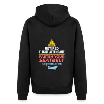 Retired Flight Attendant Aviation Cabin Crew - Unisex Premium Organic Zip Hoodie - black - Back - Nico (187cm)