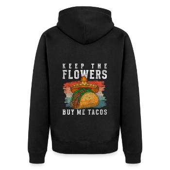 Mexikanisch Fast Food Food Truck Sombrero - Unisex Premium Bio Zip Hoodie - Schwarz - Hinten - Nico (187cm)