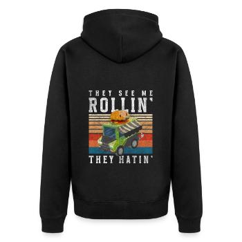Fast Food Meals on Wheels Food Trucks - Unisex Premium Organic Zip Hoodie - black - Back - Nico (187cm)