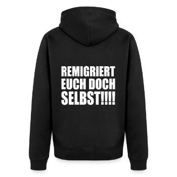 Remigrez vous-mêmes - Veste à capuche bio Premium Unisexe - noir - Dos - Nico (187cm)