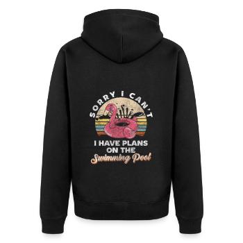 Pool Flamingo Sonne Freunde - Unisex Premium Bio Zip Hoodie - Schwarz - Hinten - Nico (187cm)